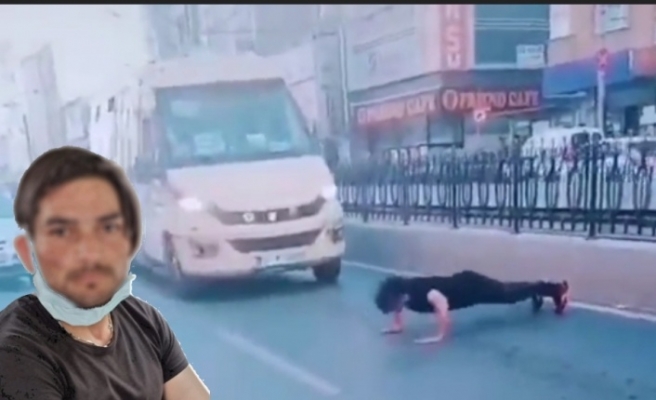 Sultangazi'de trafiği durdurarak şınav çeken şahıs yakalandı