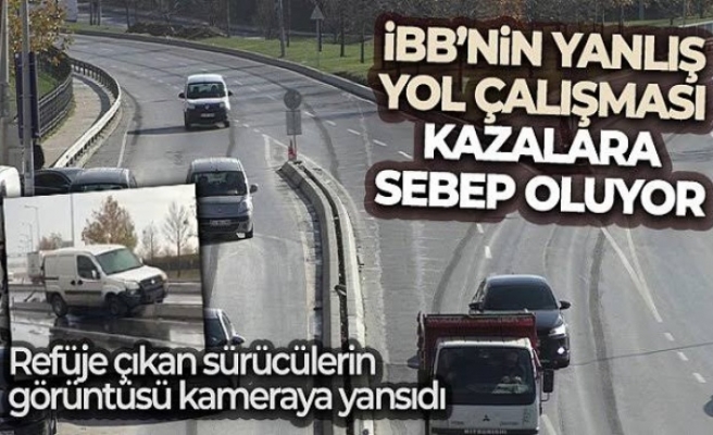 Sultangazi'de İBB'nin yanlış yol çalışması kazaları da beraberinde getirdi.